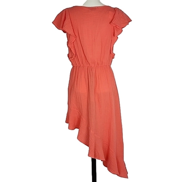 Stark X Ruffle Assymetrical Dress Strawberry Pink Flowy Size Small - Picture 4 of 12